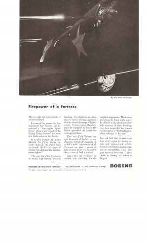 Boeing Flying Fortress Fighter Plane Buy War Bonds Vintage Ad 1944
