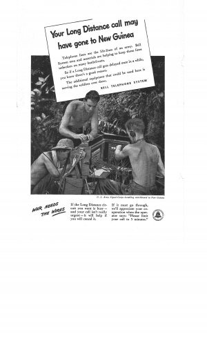 Bell Telephone Company War Needs Wires Vintage Ad 1944