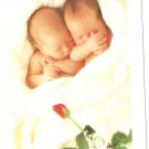 Anne Geddes Postcard 1995 605-043 Baby Sleeping Rose 4x6