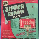 Freed'm Magic Dial Zipper Repair Kit Vintage Slide Fastener On Card