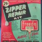 Freed'm Magic Dial Zipper Repair Kit Vintage Slide Fastener On Card