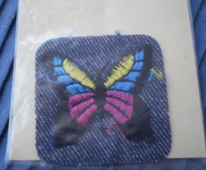 Iron On Patch Butterfly Denim Designer Fabrics NOS