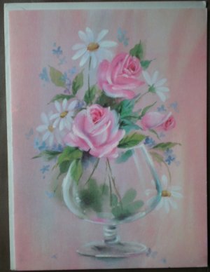 Congratulations Sunshine Card Vintage Greeting 35X51721 Stationery Flower Vase Brandy Glass