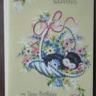 Vintage Birthday Card Cat Kitten Napping Sunshine Card 25x3019 Belated