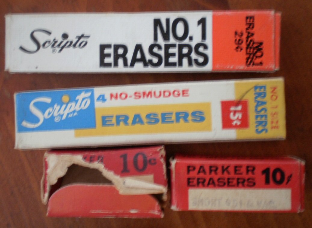 Lot Erasers Empty Box Vintage Cross Scripto Parker Sheaffer for