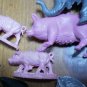 Lot Plastic Animals Vintage Flamingo Cow Sheep Turkey Pig Chicken
