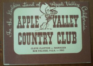 Vintage Golf Scorecard Apple Valley Country Club Bob Paluzzi 1958 Score Card