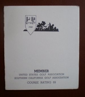 Vintage Golf Scorecard Red Hill Country Club CA score card