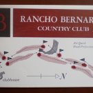 Vintage Golf Scorecard Rancho Bernardo Country Club CA score card