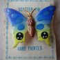 Scatter Pin Lapel Butterfly Blue Hand Painted Vintage Painted Goldtone Metal