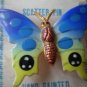 Scatter Pin Lapel Butterfly Blue Hand Painted Vintage Painted Goldtone Metal