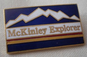 McKinley Explorer Pin Mount Alaska Enamel Goldtone Metal Vintage