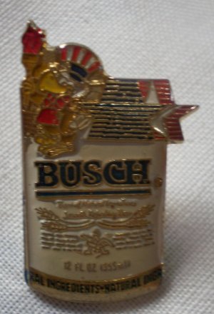 Busch Beer Can Olympic Mascot Vintage Enamel Pin Goldtone Metal
