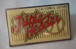 California Lottery Triple Header Pin Enamel Silvertone  Metal State