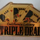 California Lottery Triple Deal Pin Enamel Cards Goldtone  Metal State