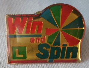 California Lottery Win and Spin Pin Enamel Goldtone Metal State