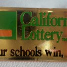 California Lottery Our Schools Win Too Pin Enamel Goldtone Metal State