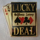 California Lottery Lucky Deal Pin Enamel Cards Goldtone Metal State