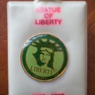Statue of Liberty Pin Round Green Enamel Goldtone Metal 1986 Centennial