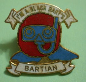 Black Bart's Bartian Pin Vintage Enamel Goldtone