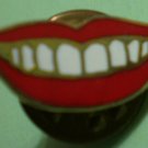 Smile Pin Mouth Teeth Lips Enamel Goldtone Metal Vintage