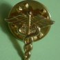 Caduceus Pin Medical Double Snake Emblem Goldtone Metal Vintage