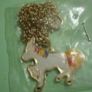 Unicorn Necklace Enamel Goldtone Metal Pendant Chain Horse