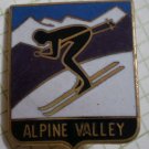 Alpine Valley Pin Ski Resort Enamel Goldtone Metal Vintage Japan