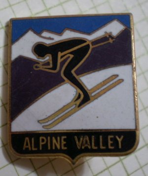 Alpine Valley Pin Ski Resort Enamel Goldtone Metal Vintage Japan