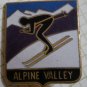 Alpine Valley Pin Ski Resort Enamel Goldtone Metal Vintage Japan