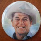 Ronald Reagan Button Pin Vintage 1980s Cowboy 2.5in
