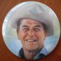 Ronald Reagan Button Pin Vintage 1980s Cowboy 2.5in