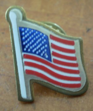 American Flag USA Pin Union Made Vintage Goldtone Metal