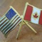 USA Canada Flag Pin American Canadian Enamel Goldtone Metal Pinnacle Designs