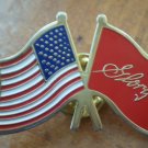 American Flag Red Glory 1989 Tristar Pictures Pin Vintage Enamel Goldtone Metal
