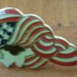 American Flag Lady Figural Pin Enamel Goldtone Metal