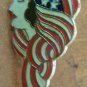 American Flag Lady Figural Pin Enamel Goldtone Metal