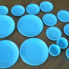 Marx Sindy Doll Plate China Set Plastic Turquoise 16 Lot Service for 4 Hong Kong