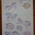 Horse and Unicorn Stickers Violet 1987 Current Vintage 3800-6