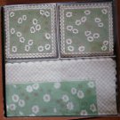 Vintage Luncheon Napkins and Coasters Green White Floral Embossed Germany In Box