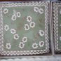 Vintage Luncheon Napkins and Coasters Green White Floral Embossed Germany In Box