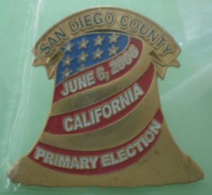 Primary Election Pin 2006 San Diego County Liberty Bell Goldtone Metal Image Pins