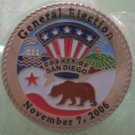 General Election Pin 2006 San Diego County Bullseye Custom Silvertone Metal