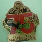 San Diego Zoo 75th year Gorilla Enamel Goldtone Metal