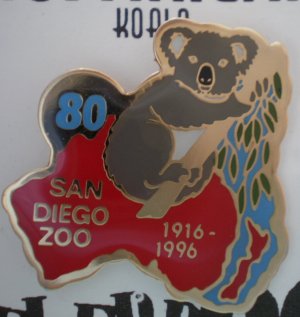 San Diego Zoo 80th year Celebrate Australia Koala Enamel Goldtone Metal