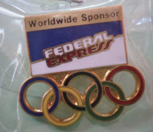 Federal Express Olympics Pin Worldwide Sponsor Goldtone Metal