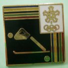 Winter Olympics Pin Skiing Enamel Goldtone Metal
