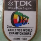 Athletics World Championships Pin 1987 Rome TDK Official Tape Supplier
