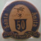 Santa Anita Pin 50th Anniversary Horse Racetrack Racing 1984 Enamel Goldtone Metal