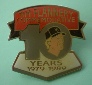 Tim Flannery Pin San Diego Padres 10 Years 1979 1989 Goldtone Metal